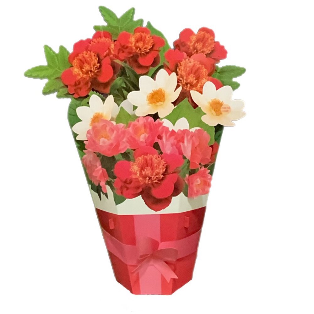 Pop Up Birthday Card w/ Music & Lights – 12” Flower Bouquet (Narcissus & Peony)